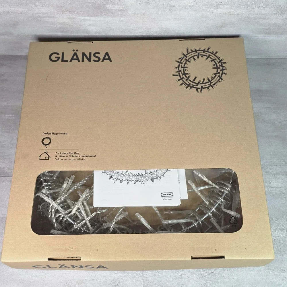 VTG Ikea Glansa Christmas Holiday Hanging Lights Wreath 300.775.16 16